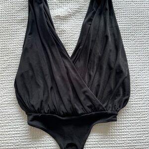 Free People Black Plunge Bodysuit
